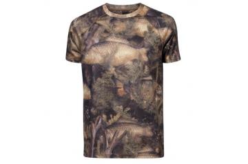 Fishouflage T-Shirt~Camo Style Underwater Carp Images~Men's Size Large~Free P&P